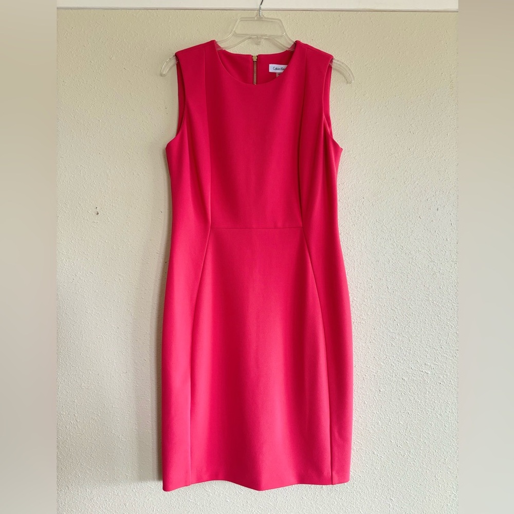 Calvin Klein Pink Sleeveless Sheath Midi Dress